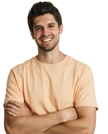 Smiling man with his arms crossed
